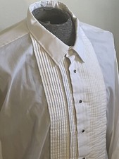 Vtg 70s After Six White Pearl Snap Formal Tuxedo Ruffle Shirt 3XL