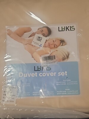 LHKIS Duvet Cover Cal King, Camel Farmhouse 3 Pc. Set, Microfiber Button Closure
