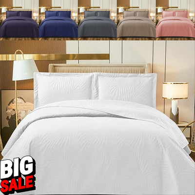3-teilig Gesteppte Tagesdecke Geprägt Bettüberwurf Single Double King Size Bettwäsche Set