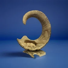 Large Alaska Big Horn Animal Carving Art Decor High End