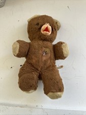Vintage 1950s Brown Teddy Bear Plush Wind up Musical Rubber Muzzle 12"