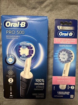 Oral-B Pro Electric Toothbrush + Sensitive Gum Care Brush Heads 3ct Both NIB