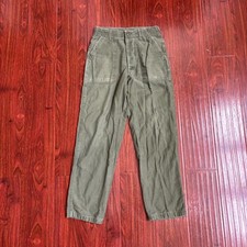 Vtg 60s 70s US Army Military Trousers OG-107 Pants Type 1 Sateen Sz 29x30 Green