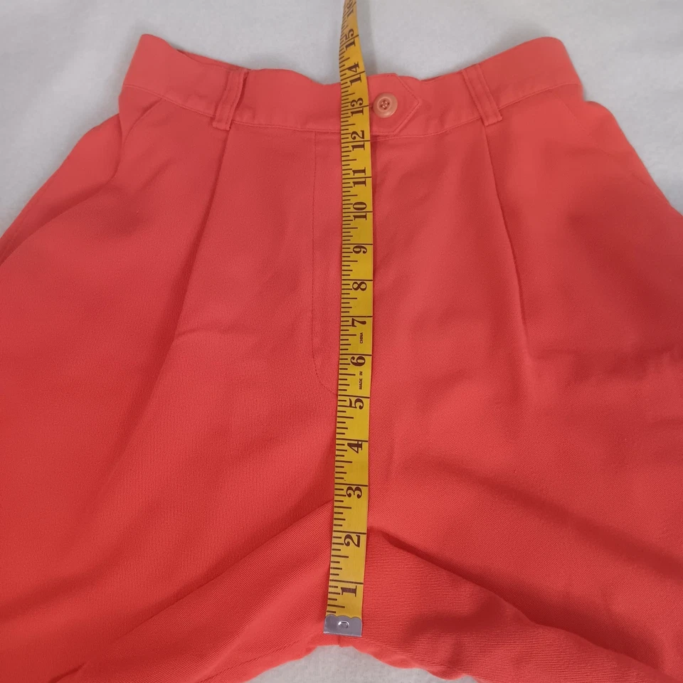 Pantalones Cortos Culotte Naranja Informales Preppy De Colección ESCADA Plisados Frontales Lana Pura Talla 26 Foto 3 de 4