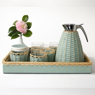 Pigment France by Giobagnara Luxury Woven Leather 7 piece set, sky, $4100 retail