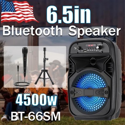 4500W Portable Bluetooth Speaker with Foldable Stand 6.5in Party Speaker USB/AUX