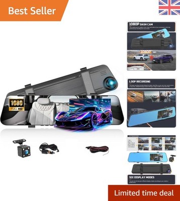 Verbesserte 4,5'' Spiegel Dash Cam - Bluetooth-fähig & komplettes Installationsset