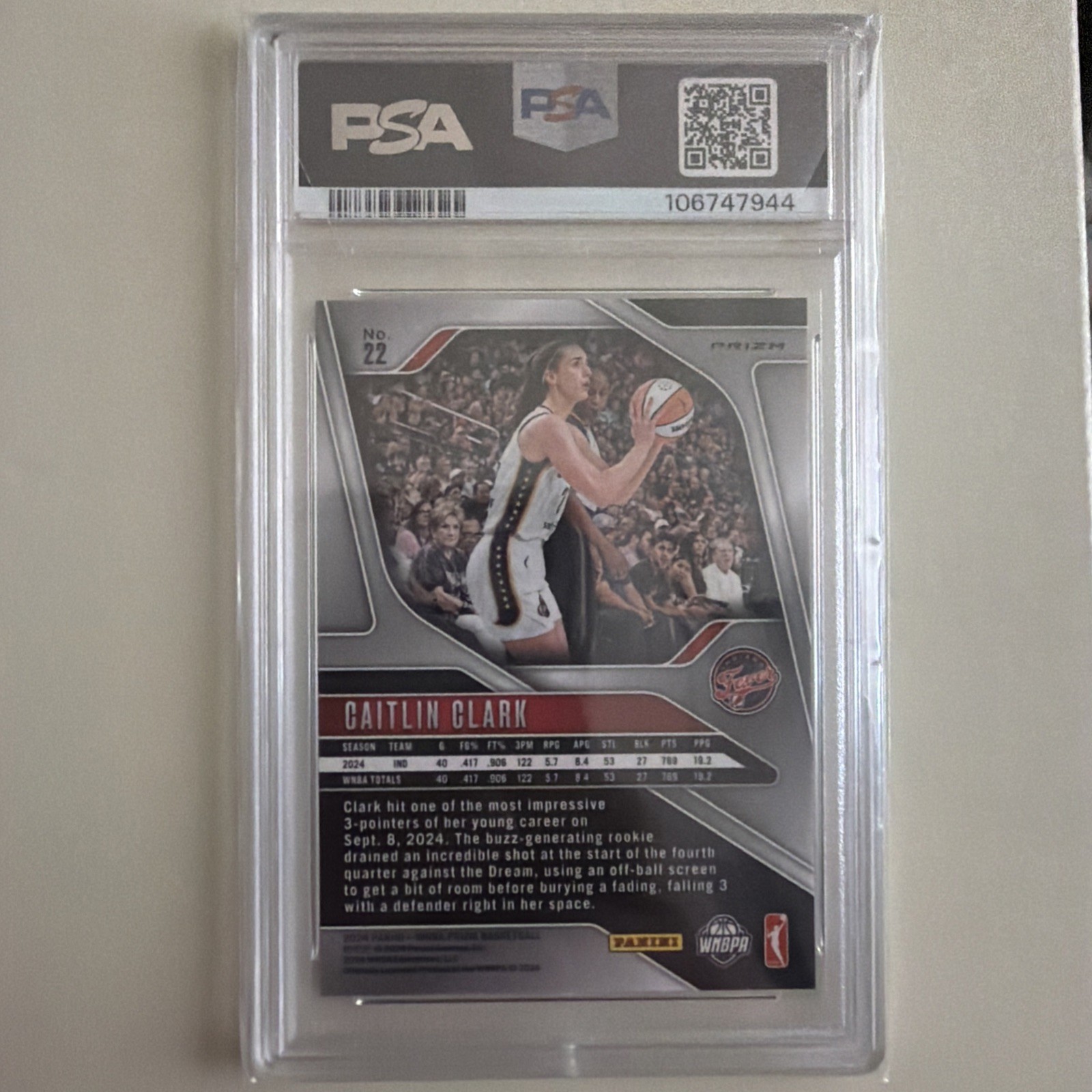 2024 Panini Prizm WNBA Caitlin Clark #22 Silver Prizm Mint Rookie RC PSA 9 view 2