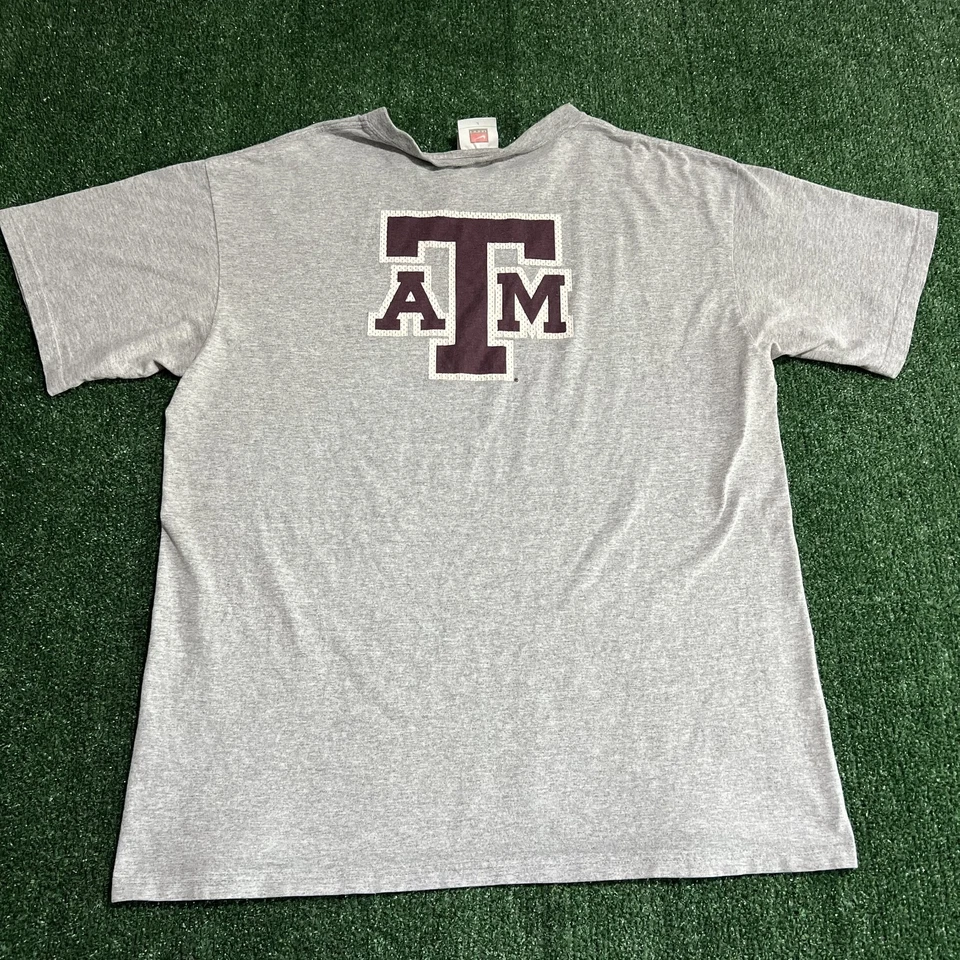 Vintage Nike Texas A&M Aggies T-Shirt Mens Large Gray Center Swoosh Spellout Y2K - Image 4 of 4