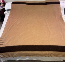 Hudson Bay Blanket 4 Point Brown Beige Wool 86x68 Holes