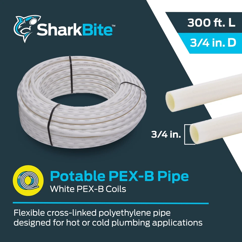 3 4 Inch White Flexible PEX Tubing 300 Feet for Hot Cold Potable Water Systems - Image 2 of 4