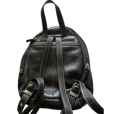 Tignanello Black Leather Stitched Backpack Purse 10 x 8.5  genuine leather