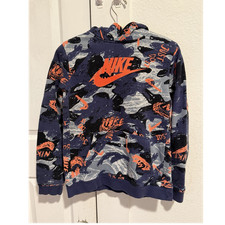 Nike Boys XL Pullover Hoodie Blue Orange Camouflage Fleece Long Sleeve