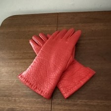 Vintage Fownes Faux Leather Red Gloves Lined Fourchette Gift Prop WPL5922 Size A