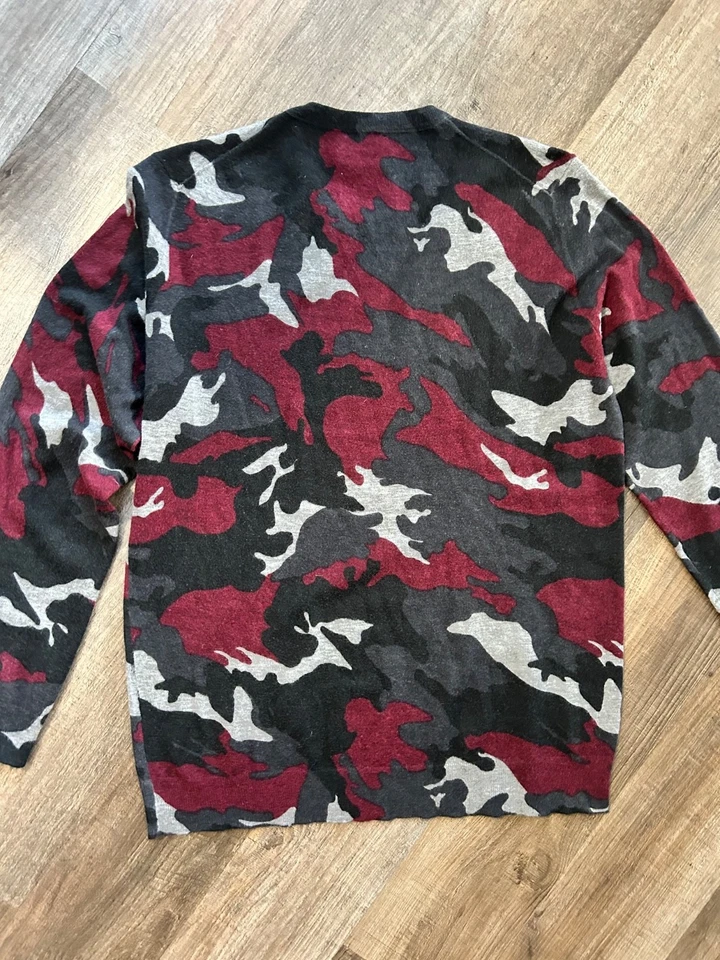 Zadig Voltaire VG cashmere red gray black camouflage Kennedy CP sweater XL - Image 3 of 4