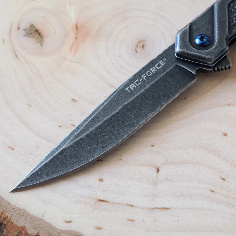 8” Pocket Knife Slim CEO Spring Assist Grey Blue - Image 4 of 4