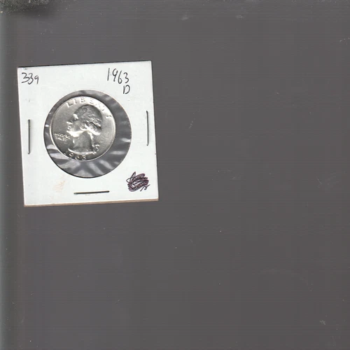 1963 D Washington Quarter Dollar BU silver