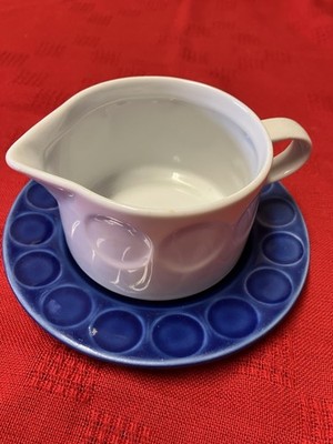 1 von 3 Porzellan Sauciere Mitropa weiß-blau Kreise HO Kantine Gastro DDR
