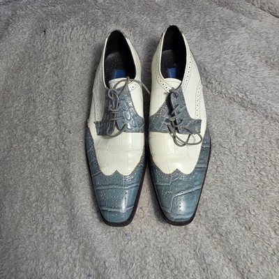 Giorgio Brutini ALL Leather Shoes Wingtip Oxford Blue White Croc Embossed  12 M Giorgio Brutini ALL Leather Shoes Wingtip Oxford Blue White  main image 2