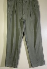 Vintage Polo Chino Ralph Lauren Pleated Pants USA Made Green Mens 35x32