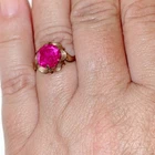 Elegant Antique 875 Sterling Silver Ring with a Vivid Pink/Red Stone Soviet He