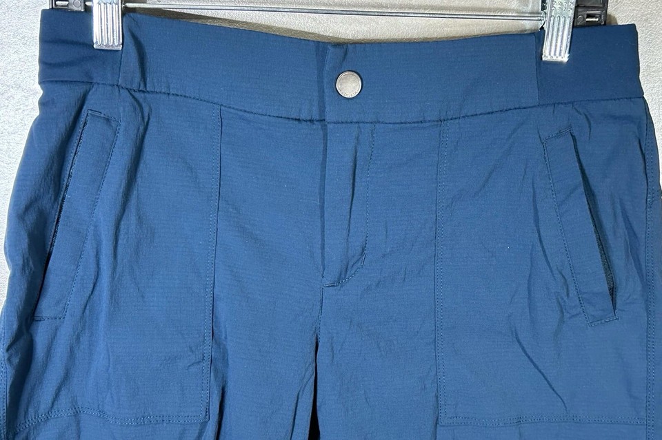 Athleta Shorts Womens 6 Trekkie Blue Ripstop Zipper Pockets Stretch
