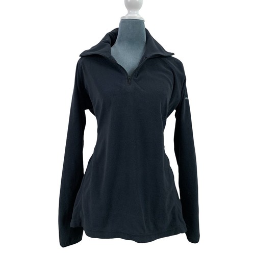 Columbia Womens Large Black Quarter Zip Mock Neck Fleece Pull Over Top