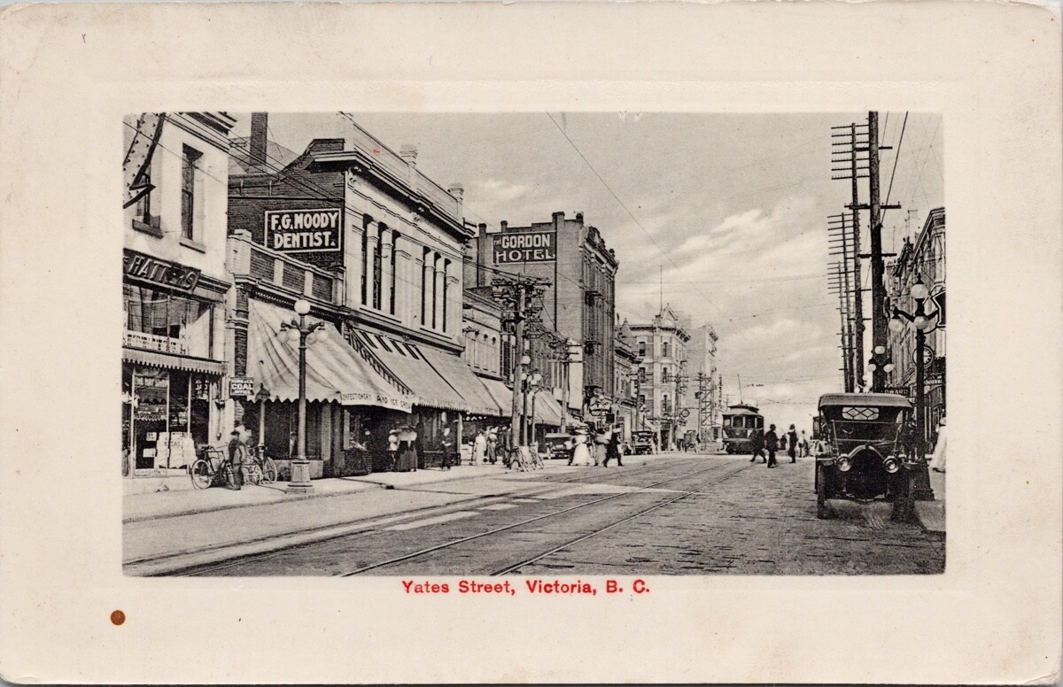Victoria Bc Yates Street Gordon Hotel Fg Moody Dentist C1914 Pugh Postcard H33