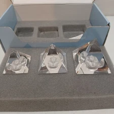 Asfour crystal pyramids set of 3 king Tutankhamun NIB