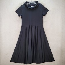 Vtg Cari Lu Womens Dress Black High Cowl Neck Classic Secretary A Line Size 12