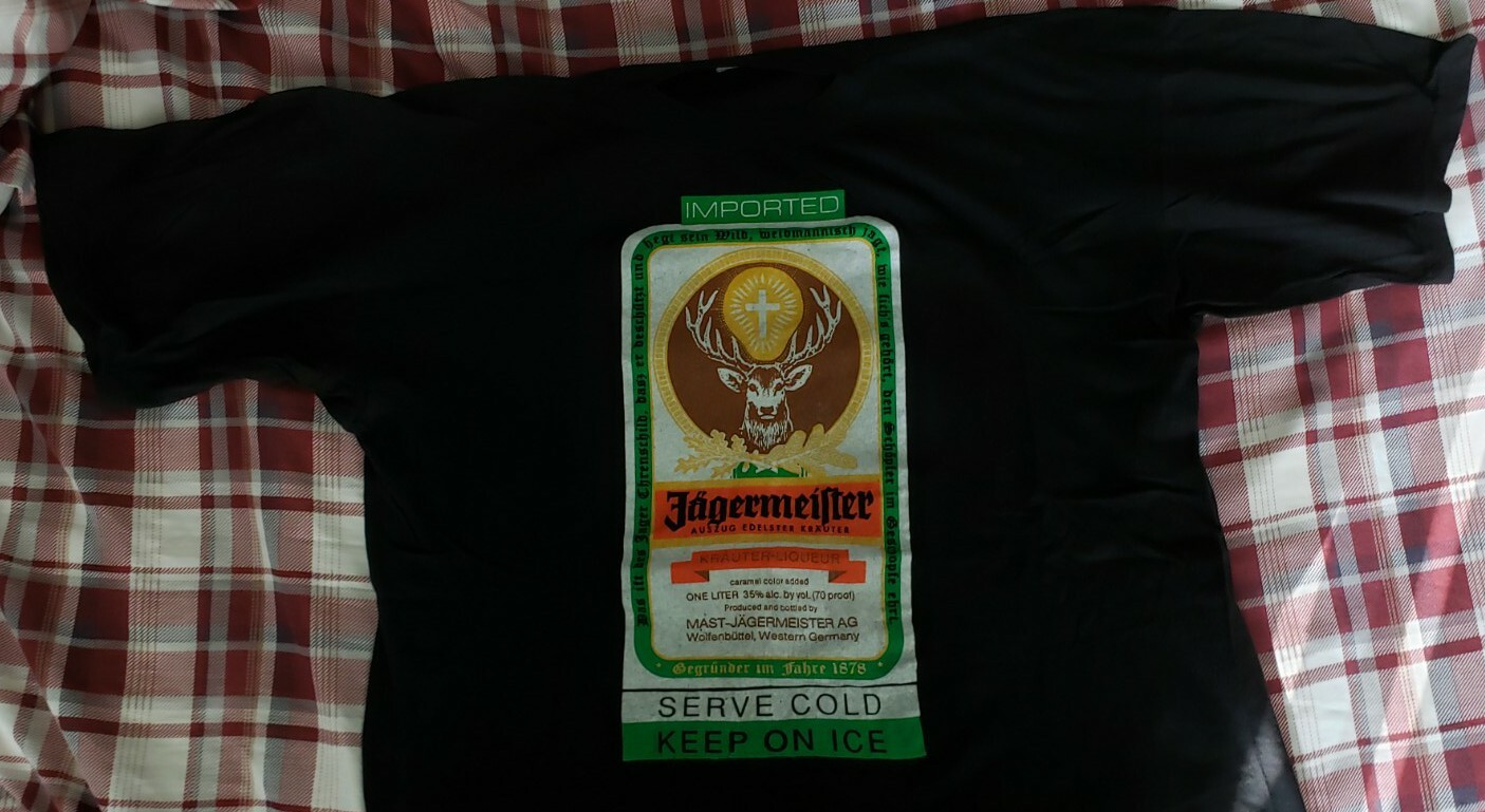 Vintage Jagermeister Killer Bee Black 2Sided Short S… Gem