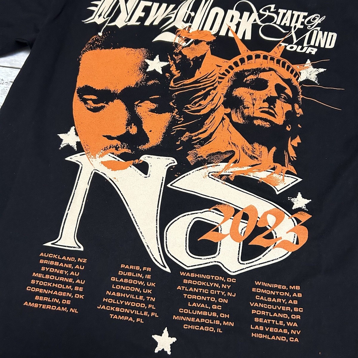 NAS N.Y. State Of Mind 2023 Tour T-Shirt Mens XL Black