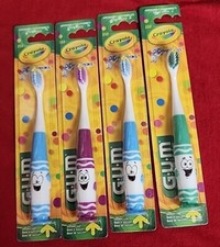 Lot Of 4 New G.U.M Crayola pip-squeaks Child Toothbrush Ultra Soft Bristles