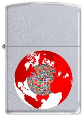 Zippo 205 world map with coutry flags globe Lighter
