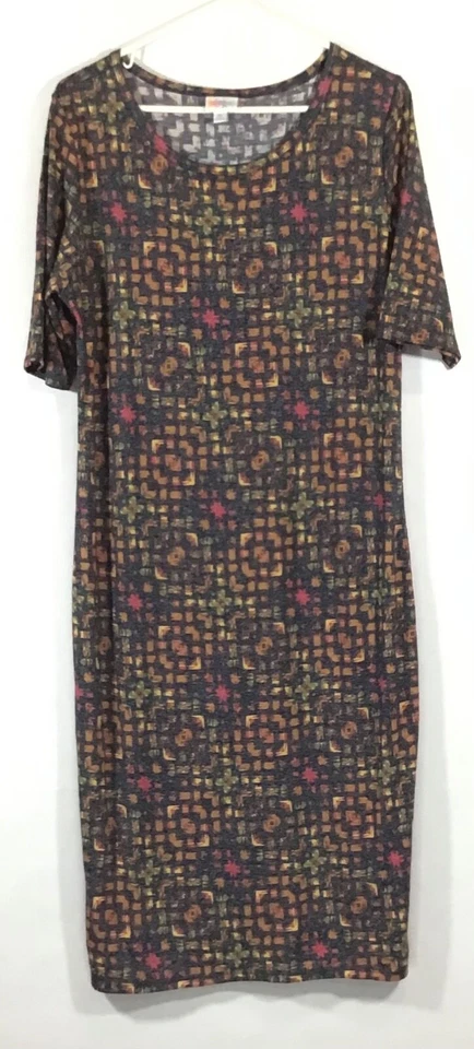 LuLaRoe Julia / Pencil Sheath Stretch Dress / Gray Geometric Print / Size XL - Image 4 of 4