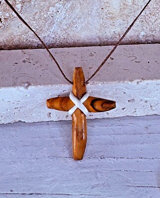 Olive Wood Cross Necklace Pendant Jewelry Handmade