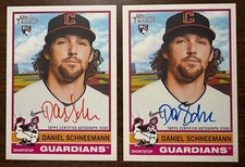2025 TOPPS HERITAGE DANIEL SCHNEEMANN RC RED INK #'d /76 + BLUE INK ROOKIE AUTOs