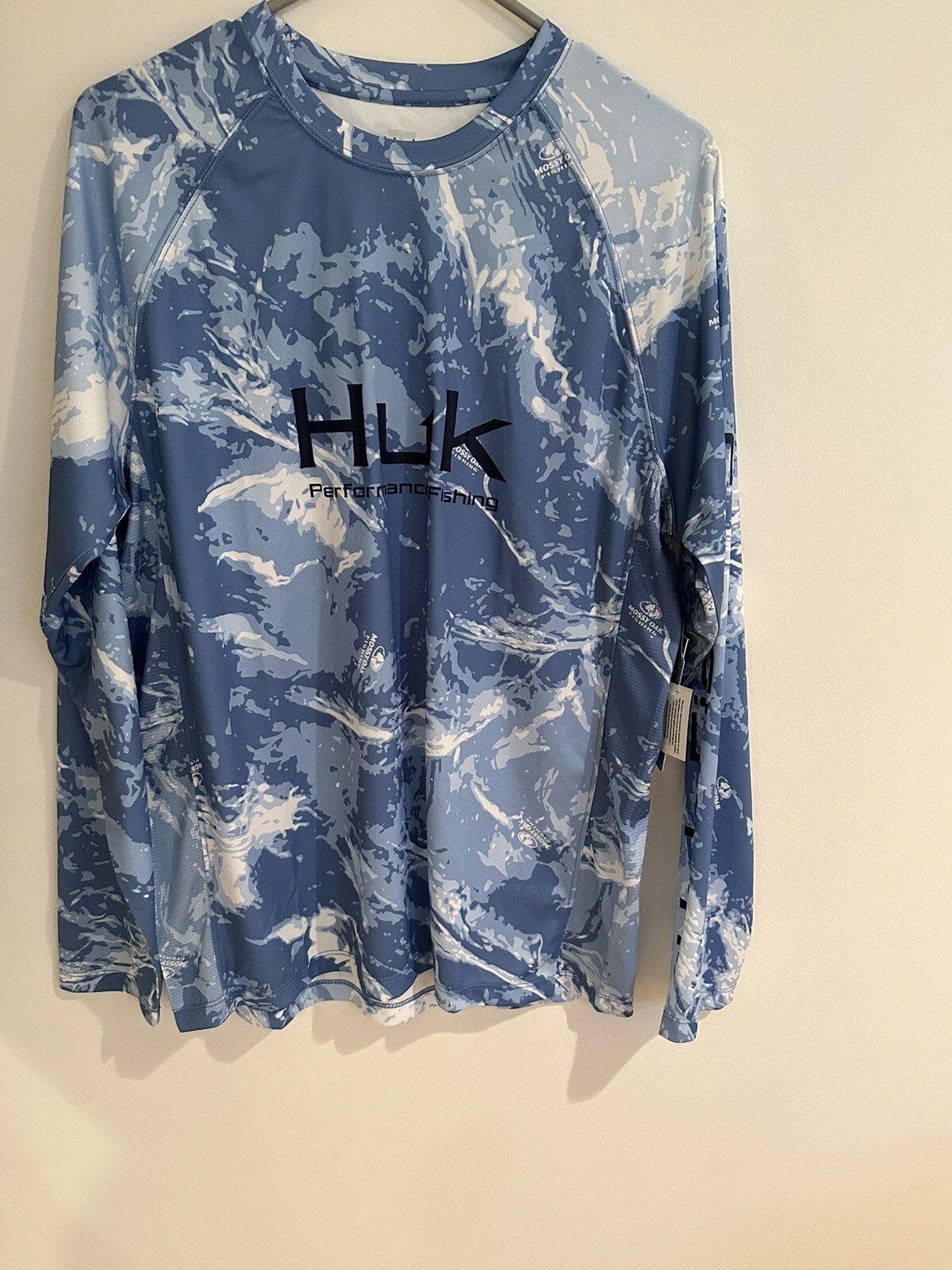 HUK Performance Mossy Oak Men Long Sleeves Camo Sun Protecting Fishing Shirt