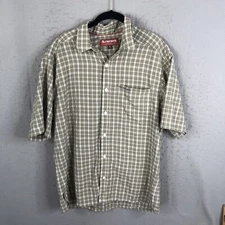 Simms Shirt Mens L Khaki Check Outdoors Fishing Button Up Pockets Performance