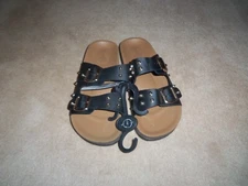 NEW, LADIES SOLE MATES STUDDED DOUBLE BUCKLE SANDALS, BLACK, SIZE 9