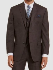 $360 Sean John Men's Brown Neat Classic-Fit Blazer Coat Suit Jacket Size 44R