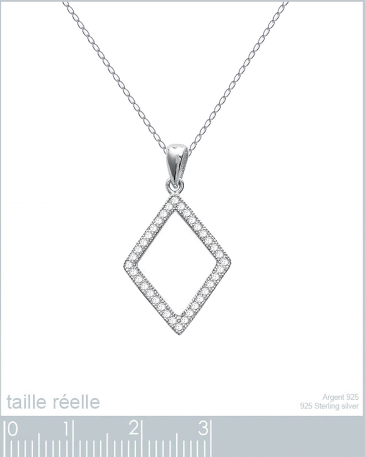 Collier En Argent 925 Rhodié Avec Zirconium - Longueur Au Choix, Pendentif, Neuf Avec étiquette