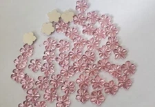 CraftbuddyUS 100pcs 12mm PINK Flat Back Flower Acrylic Rhinestone Gems DIY
