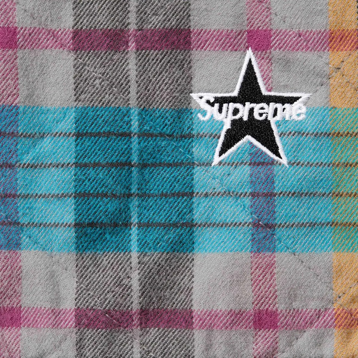 Supreme Quilted Flannel Zip Up Shirt Black Multi 2colors