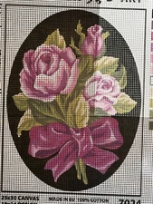 Printed needlepoint tapestry   25x30 Cm  Rto Canvas Only Flowers