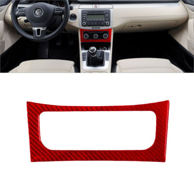 For Volkswagen Passat Red Carbon Fiber Interior Climate Control Cover Trim