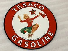 12in TEXACO Gasoline MOTOR OIL SIGN Gas Vintage Style Steel Sign Pump Plate