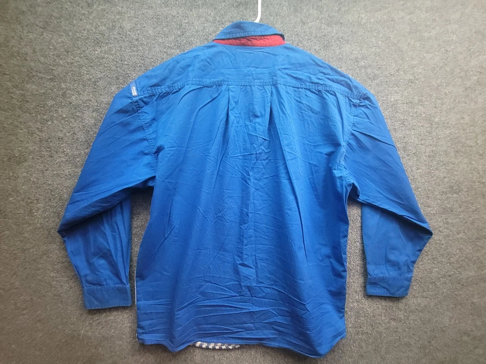 Camisa Akademiks Para Hombre XL Roja Blanca Azul Abotonada Manga Larga De Colección Años 90 Y2K Foto 2 de 4