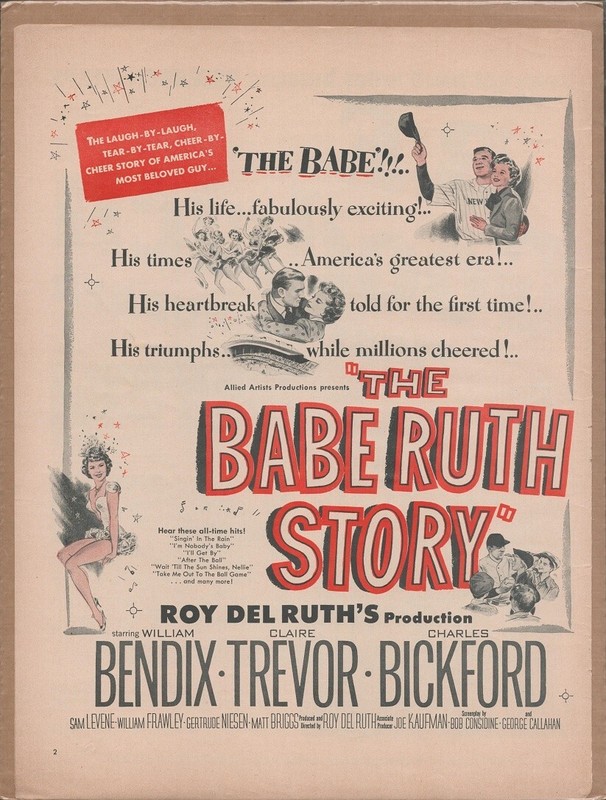 1948 "THE BABE RUTH STORY" William Bendix Original Vintage Movie Promo Ad