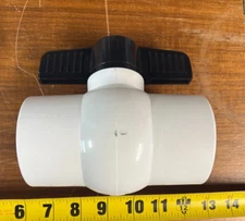 Boshart BII 0929S-20 2" PVC Ball Valve Slip Connections Sch40 Sch80 White Black